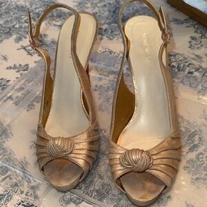 Nine West Metallic brushed Gold Slingback Heels